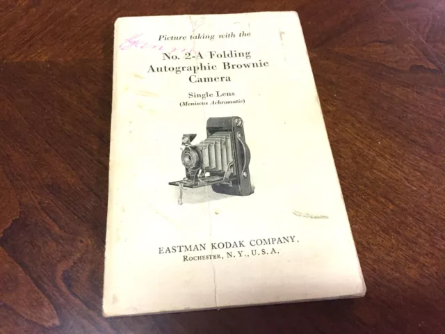 1920 Eastman Kodak NO.2-A Folding Autographic Brownie Camera owner's manual