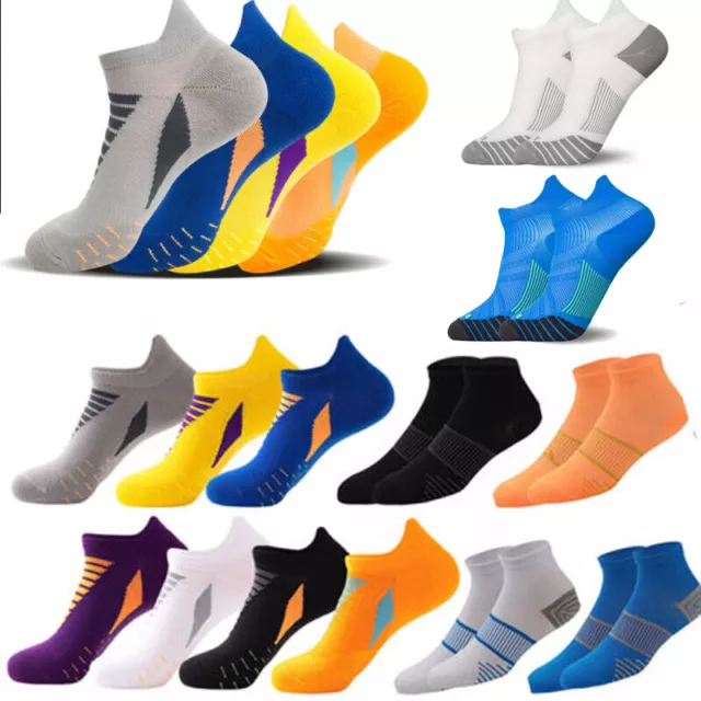 Mens Low Cut Breathable Ankle Athletic Cushion Sport Running Socks NEW Stripe US