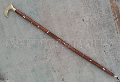 Royal Antique Style Solid Brass Designer Handle Walking Cane Vintage Wood cane