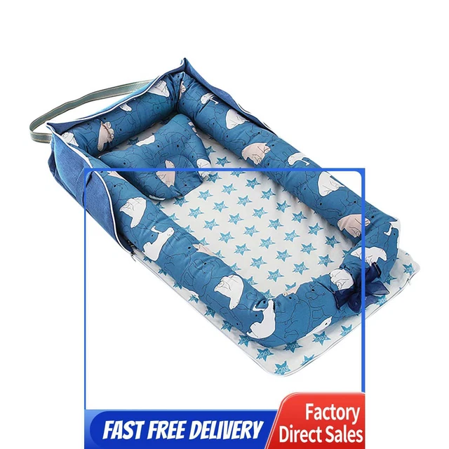 Portable Newborn Baby Nest Bed Detachable Washable Baby Lounger (Bear)