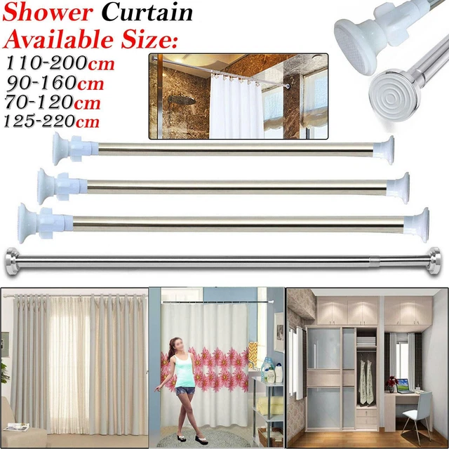 TELESCOPIC SHOWER CURTAIN Window Rail Extendable 125220cm Pole Rod