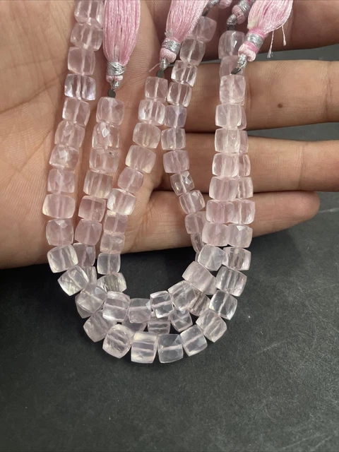 8" quartz rose naturel à facettes briolet 3d cube forme de boîte pierres...