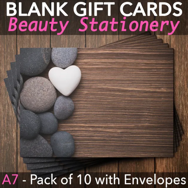 Blank Gift Voucher Card Massage Beauty Spa Holistic Salon - x10 + Envelopes