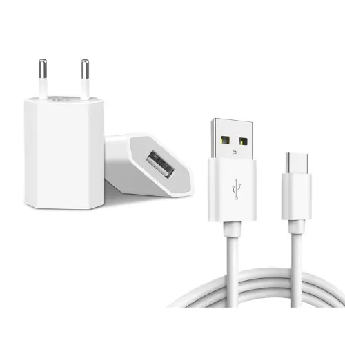 USB C Ladekabel + EU Steckdosenadapter SET 5V 1A Ladegerät Adapter Charger 1m