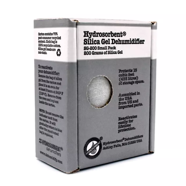 Silica Gel 200 Gram Hydrosorbent Desiccant Pack Dehumidifier Box Coin Safe New