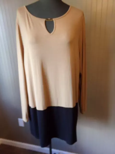 NWT J JILL WEAREVER COLLECTION Camel & Black Extra Long Tunic Top