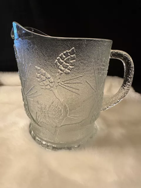 Tiara Exclusives White Frosted Glass Water Pitcher and Four 