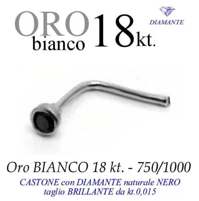 Piercing Nariz Nose Oro Blanco 18kt Diamante Negro kt.0, 015 White Gold Diamond