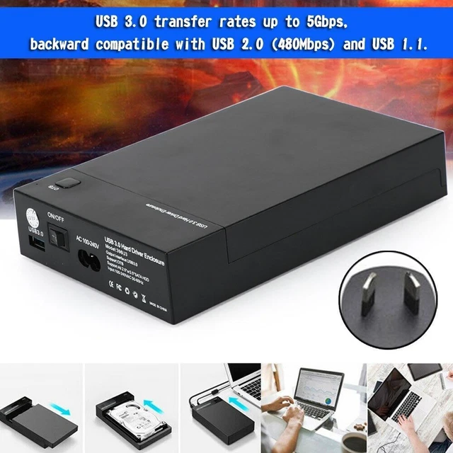 USB 3.0 2.5-3.5inch SATA HDD SSD External Enclosure Hard Disk Drive Case Box AUS