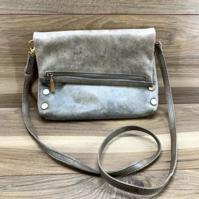 Hammitt Los Angeles Gray Leather Small Flap Crossbody Bag