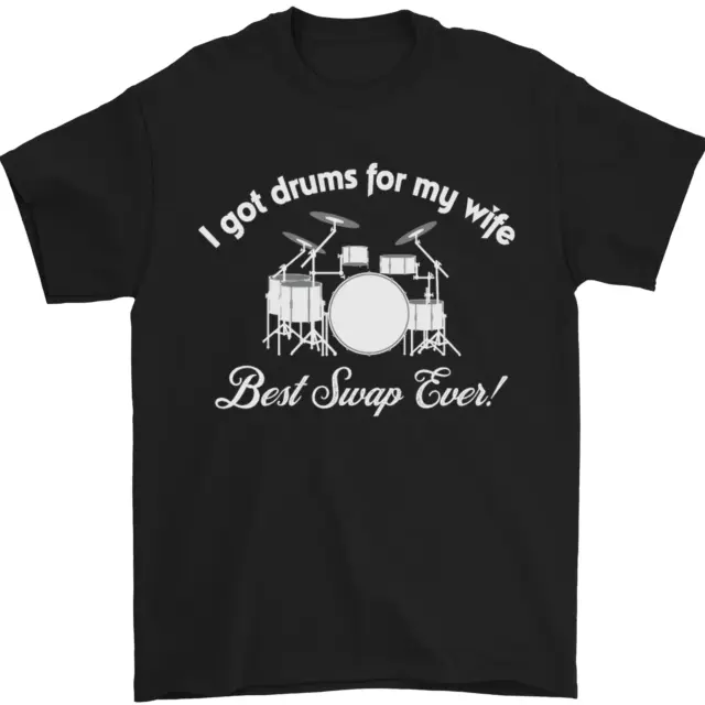 Batteria per My Wife Batterista Drumming Uomo T-Shirt 100% Cotone