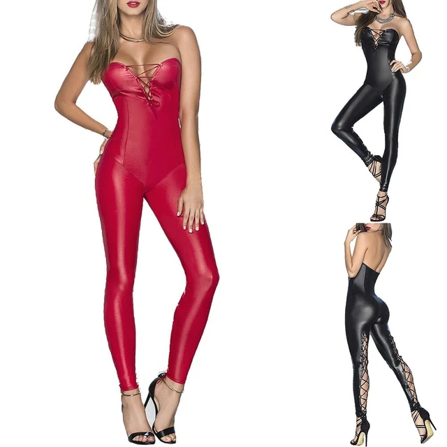 Cocktail Donna Body Tuta Abbigliamento Abiti per la Danza Moda Simil Pelle