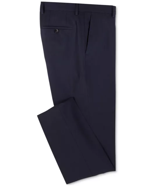 $178 NWT Hugo Boss Mens Blue Check Slim Fit Wool Dress Pants 34R