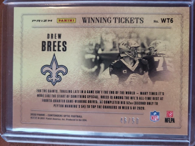 Drew Brees 2020 Panini Contenders Optic Winning Tickets Wt6 Orange Prizm 46/50 2