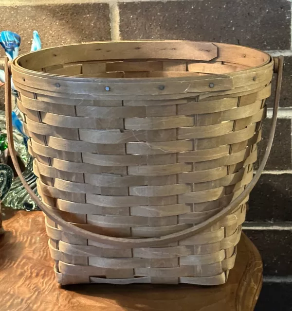 Vintage Longaberger Fruit Basket, distressed apple basket, fireplace basket,