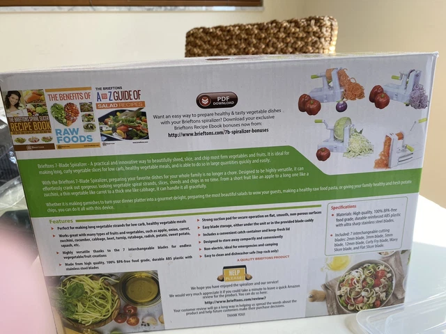 Espiralizador de 7 hojas Brieftons: rebanadora de verduras más fuerte y pesada