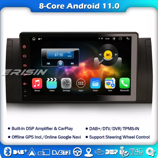 8 Core 9"Carplay DAB+Autoradio Android 11  Bluetooth BMW 5 Series E39 X5 E53 M5
