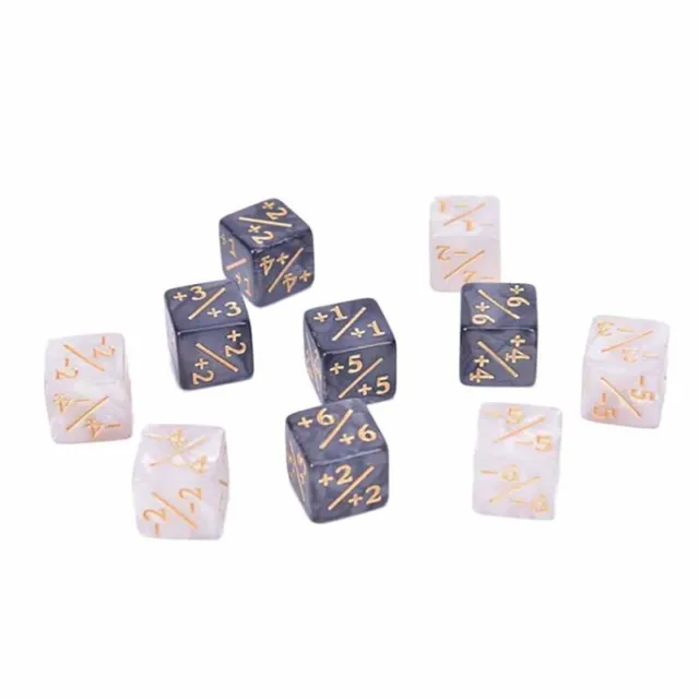 10x 14mm 6 Side Counting Dice +1/-1 Dice Kids Toy For Gathering Game Counters