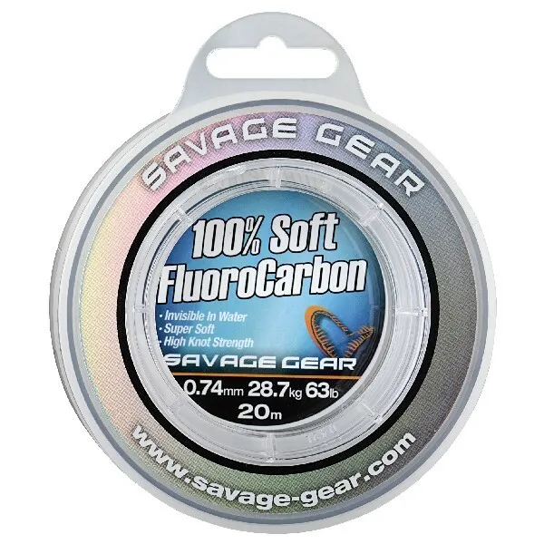 (1,00€/m) Savage Gear 100% Soft Fluoro Carbon 20m 0,74mm  28,7kg Fluocarbon