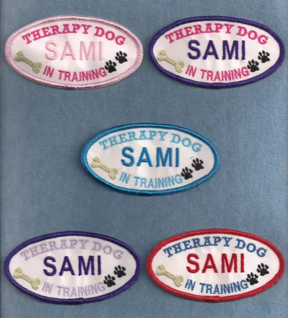 THERAPY DOG IN TRAINING - PERSONALIZED - 2" x 4" - service dog vest patch --