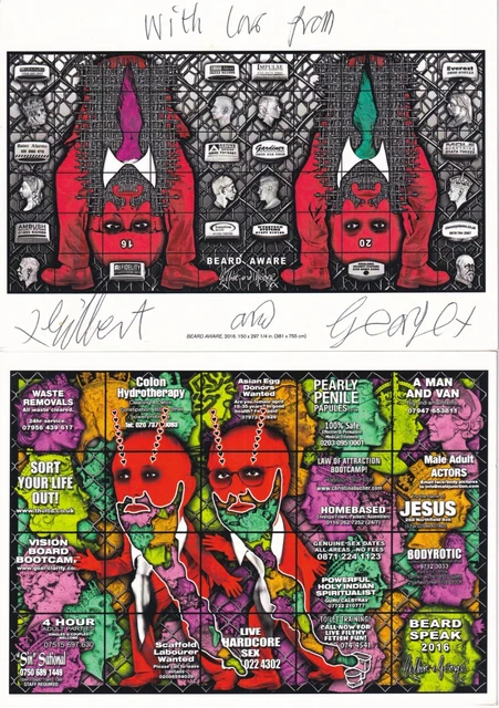 Gilbert & George "Young British Artists"- 2 große Karten - original signiert