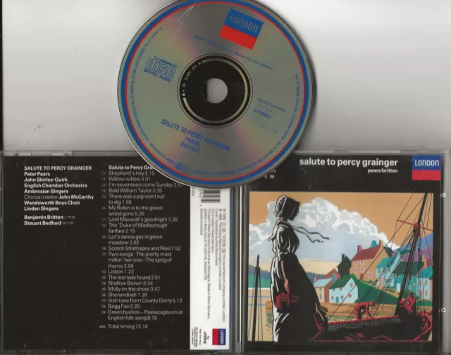 SALUTE TO PERCY GRAINGER Peter Pears Benjamin Britten cd 1989 full silver PDO
