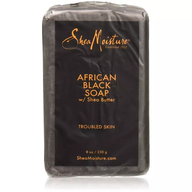 Shea moisture Organic African Black Soap Bar with Shea Butter, 8oz (3 Pack)