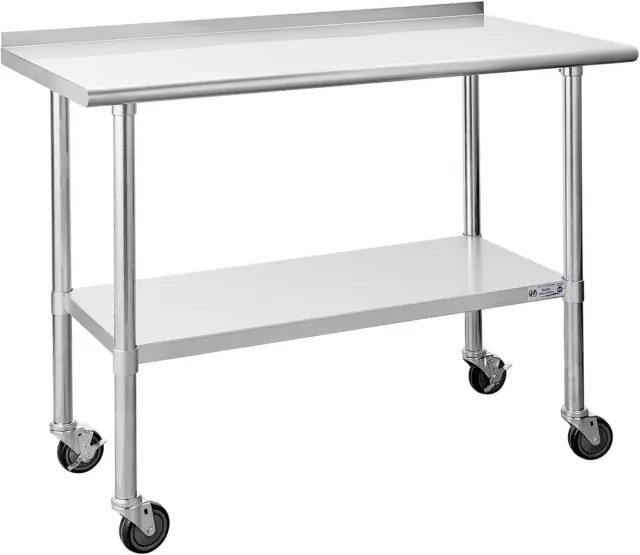 Hally Stainless Steel Table for Prep & Work 24 X 48 Inches with Caster Wheels, N