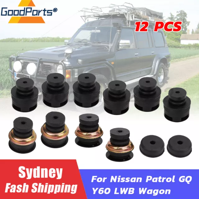 Set of 12 Pcs Body Mount Bushing Set Suit For Nissan Patrol GQ Y60 LWB Wagon AU