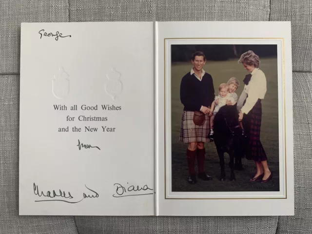 Christmas Card hand-signed by King Charles as Prince of Wales and Princess Diana