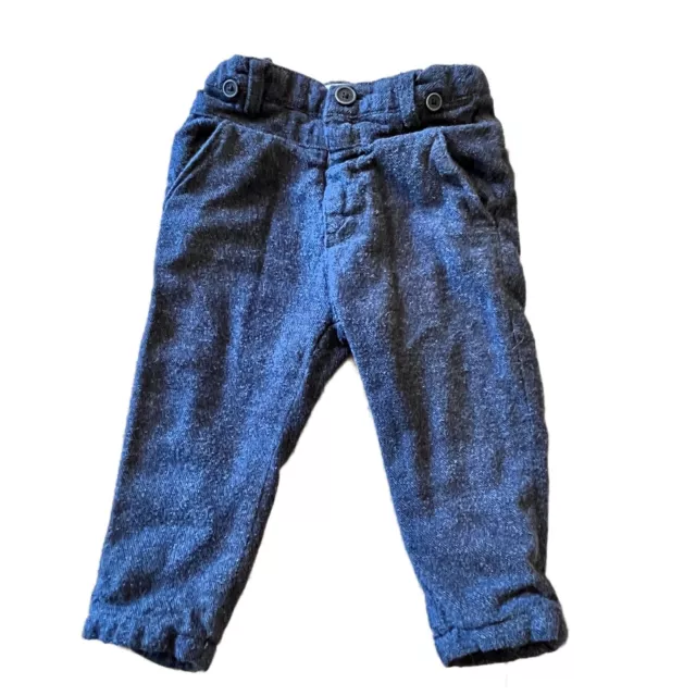 Pantalones ZARA Baby Boy Gris Carbón Oscuro 9-12 mos Cintura Ajustable