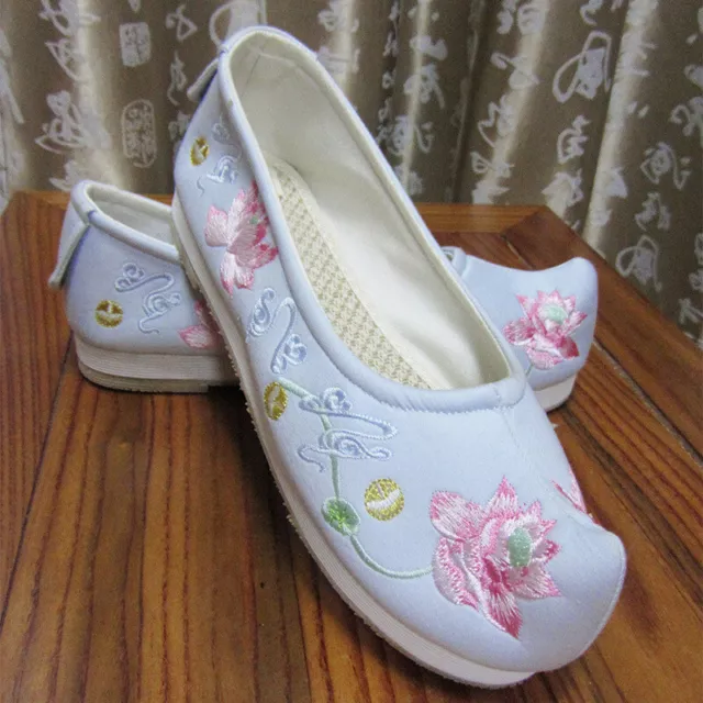 Cosplay Costume Shoes Women Adult Korean Traditional Hanbok Footwear Embroidered