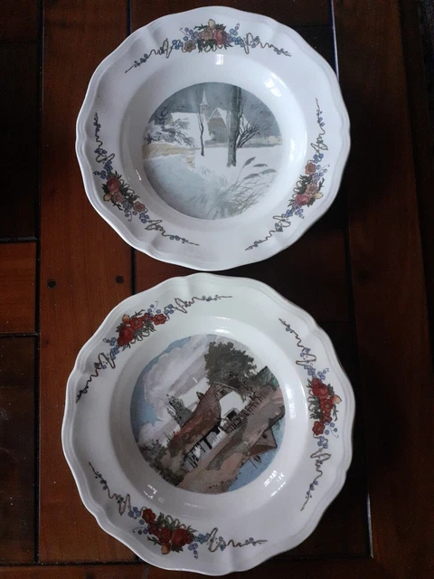 2 Assiettes creuses en faïence de Sarreguemines, modèle OBERNAI, parfait état