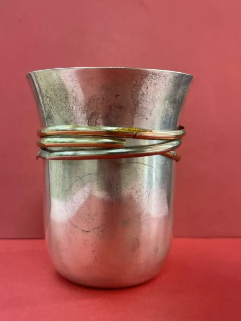 Cartier Trinity Sterling Silver .925 & 3 Gold Bands, Shot Glass Cup Cordial R2