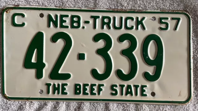 GOOD SOLID 1957 NEBRASKA LICENSE PLATE See My Other Plates