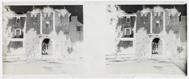 FRANCE Guérande Porte Protrudéal c1930 photo NEGATIVE glass plate stereo vintage