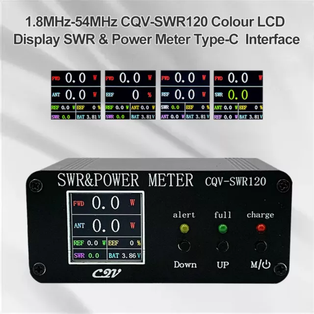 1.8MHz-54MHz CQV-SWR120 Colour LCD Digital SWR & Power Meter w/ Type-C Interface