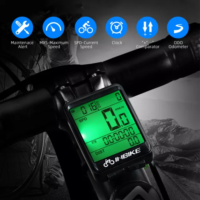 Wireless Cycling Bike Bicycle LCD Cycle Speedometer Computer Odometer Waterproof 2