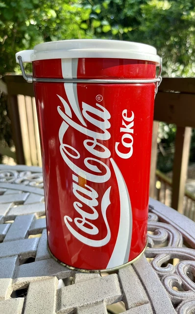 Vintage 1989 Coca Cola Metal Canister With Latch