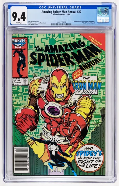 Amazing Spider-Man Annual #20 (1986) CGC 9.4, Newsstand, WP, 1st Arno Stark