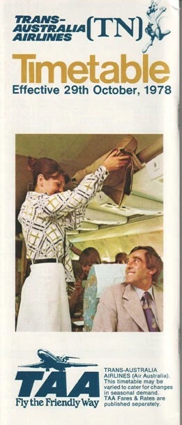 TAA Trans-Australia Airlines timetable 1978/10/29