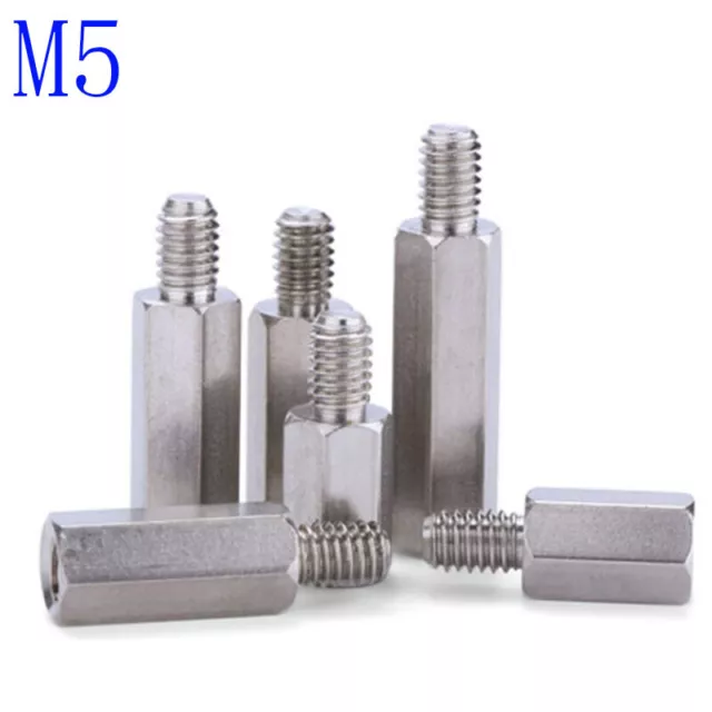 M5 Male-Female 304 Stainless Steel Hex Column Standoff Support Spacer Screws Nut