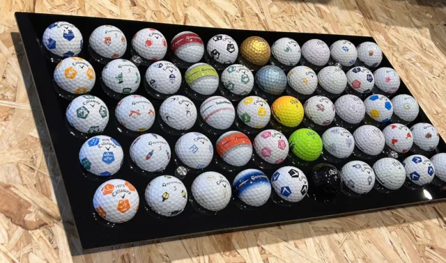 Golf Ball Display 50 Balls Black Acrylic Golf Gift Collectable Wall Mounted