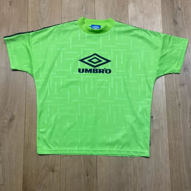 Umbro Vintage T Shirt Adult Mens M Green 90s Short Sleeve Retro Football Top