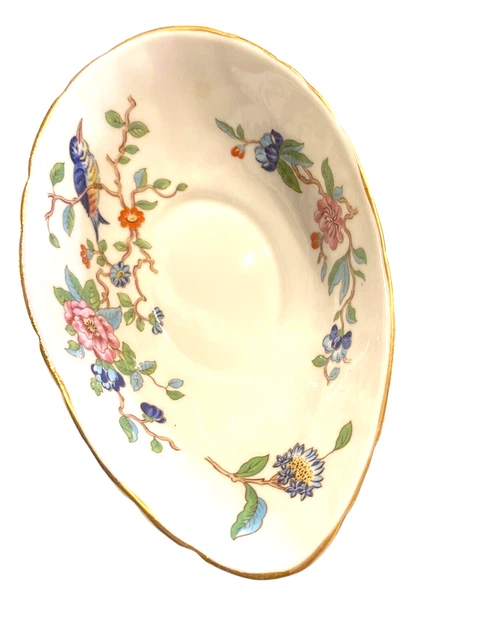 Aynsley Pembroke Avocado Bowl English Fine Bone China Dish Bird Floral Flowers