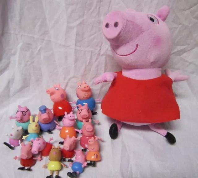 Lot Talking Peppa Pig plush stuffed animal doll- Fisher Price & 15 play figures