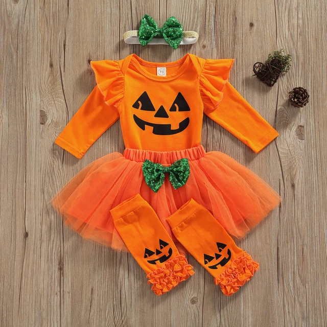 Set costume tutù abito zucca tulle neonata bambina bambini 1 ° Halloween
