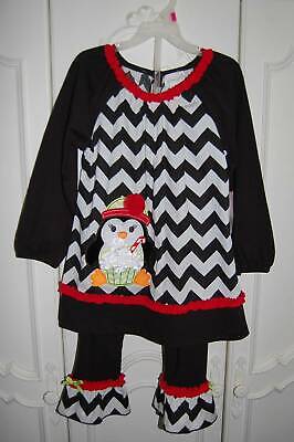NWT EMILY ROSE Chevron Stripe Penguin Dress & Ruffle Leggings 4 5 6 8 Christmas