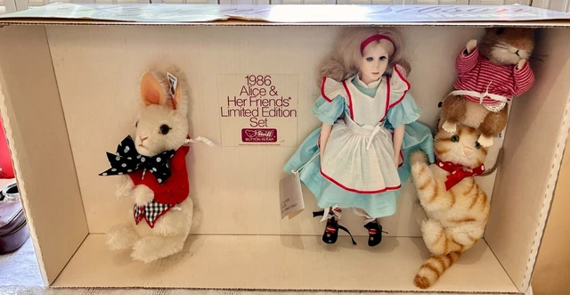 1986 STEIFF ALICE In Wonderland White Mohair Rabbit Bunny W