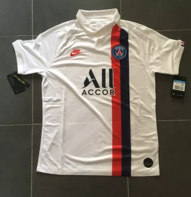 PSG : Third maillot Saison 2019/2020 Blanc - Dri-fit Taille S - Neuf